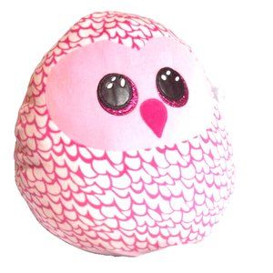 Ty Squish a Boos Pinky Owl Plush Stuffed Squishy Medium 10"